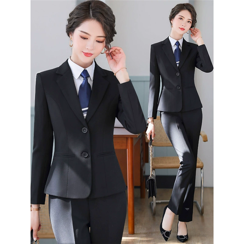 Черный костюм для женщин 2025 новый весенне-осенний профессиональный формальный рабочий костюм для отеля, куртка для стойки регистрации
