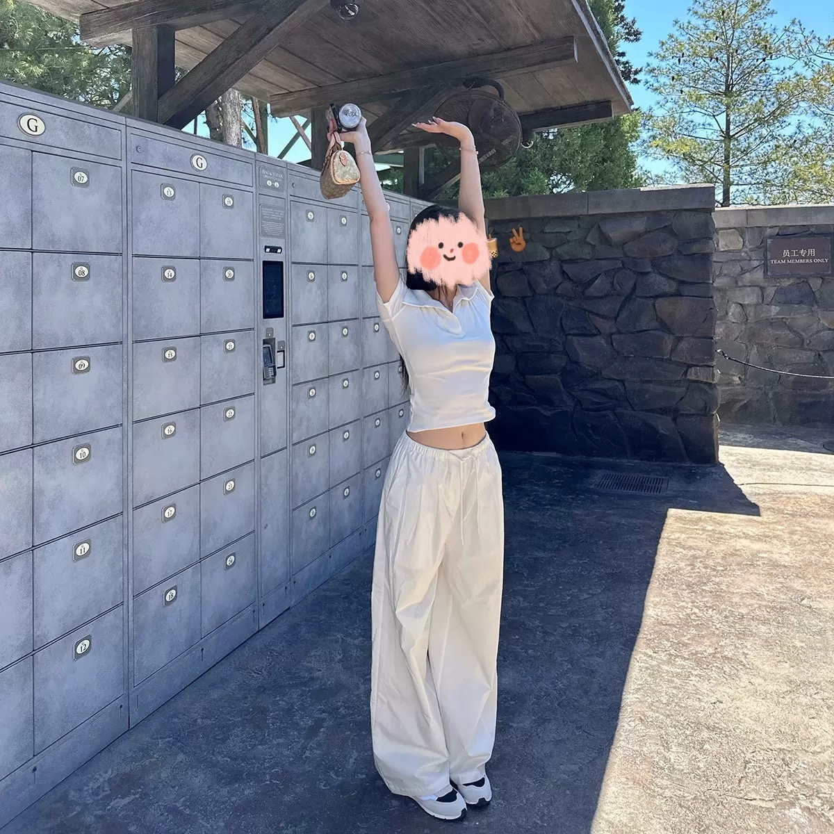 蝶宝喜 不会透的白色休闲裤女春高腰显瘦百搭直筒抽绳阔腿裤长裤