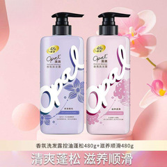 洗发水香氛持久留香男女士毛躁柔顺去屑净油红参两件套