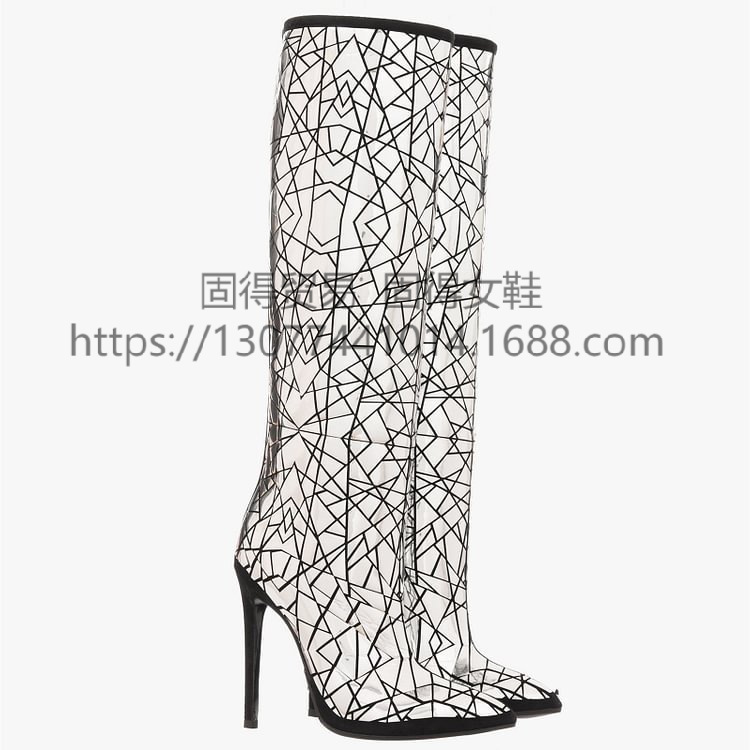 Cross-border independent station ins fashion catwalk stiletto heel bright Boots women's Shoes Ankle Boots Shoes