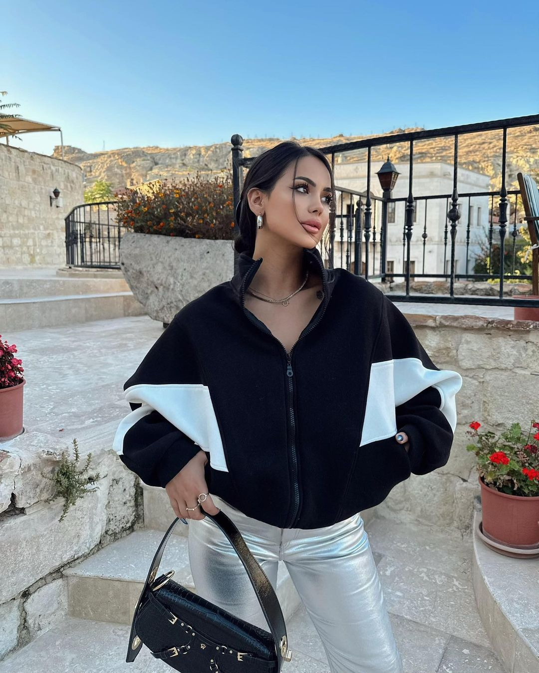 Women's Clothing Loose Casual Versatile Top Long Sleeve Color Block Stand Collar Jacket for Women_voghion.com