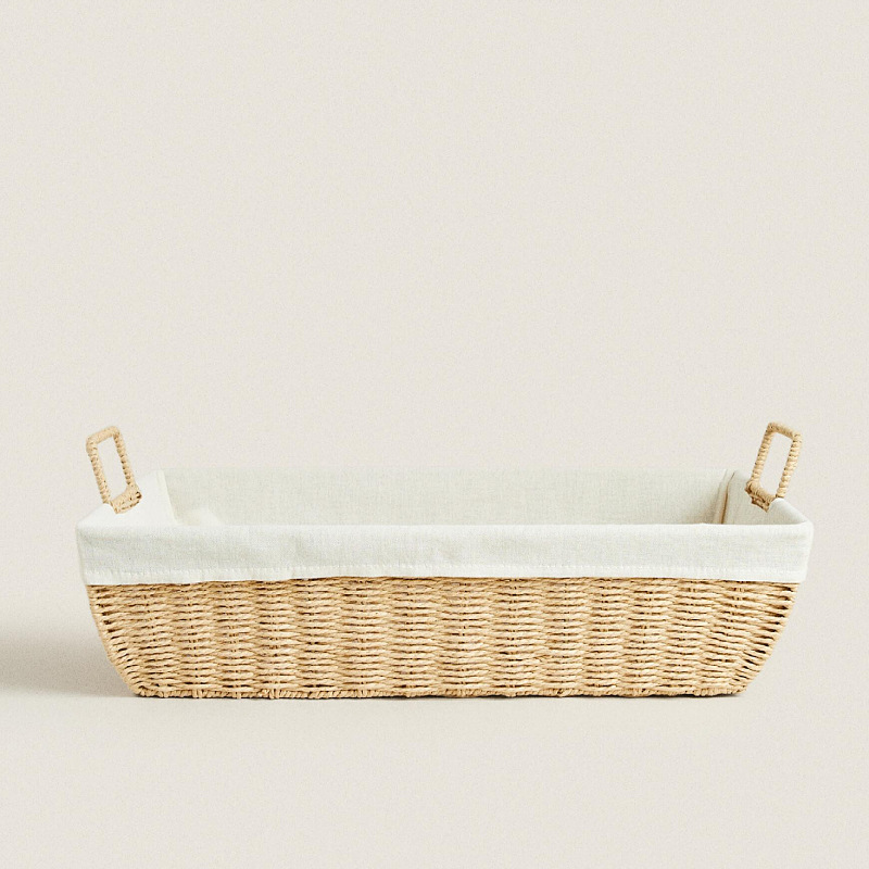 Cesta de almacenamiento de tejido de cuerda de papel cesta de toallas de baño caja de acabado de artículos diversos con mano de mano cesta de almacenamiento de cosméticos domésticos