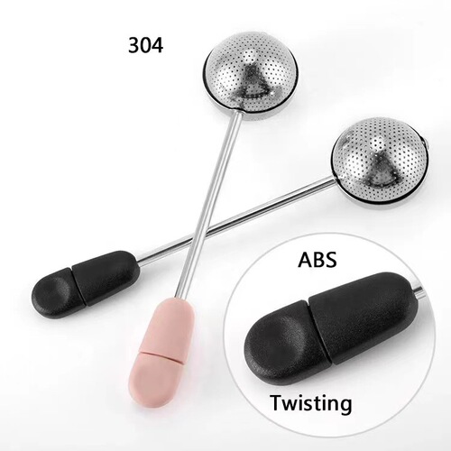 Outdoor Portable 304 Stainless Steel Rotating Tea Infuser Tea Ball Tea Separator Round Ball Tea Strainer Wholesale