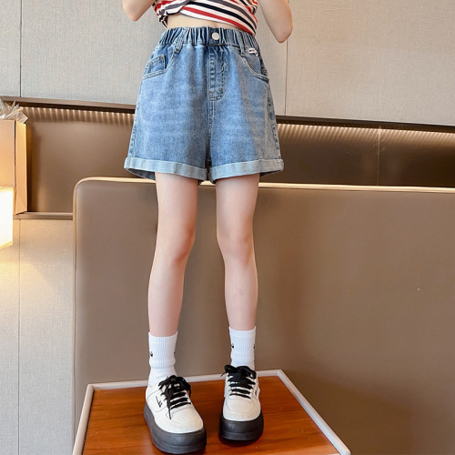 Children's denim shorts summer pants thin new big kid outerwear children's summer street riding loose stylish