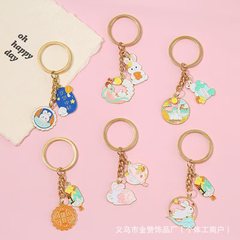卡通中秋钥匙扣挂件金属玉兔月饼创意中秋节伴手礼挂件送礼小礼品