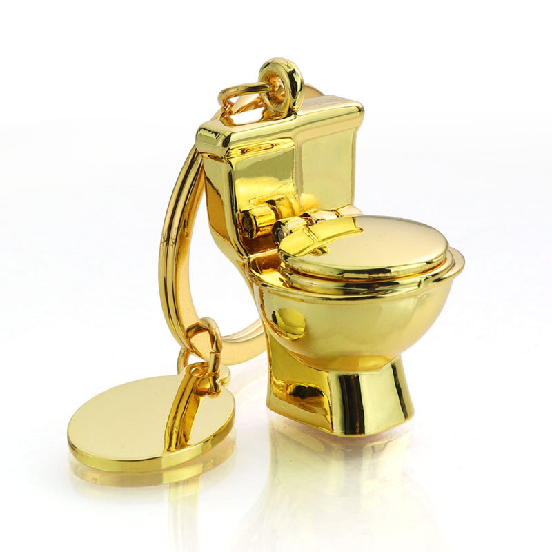 Simulación creativa inodoro llavero de metal mini coche baño llavero colgante pequeño regalo personalización