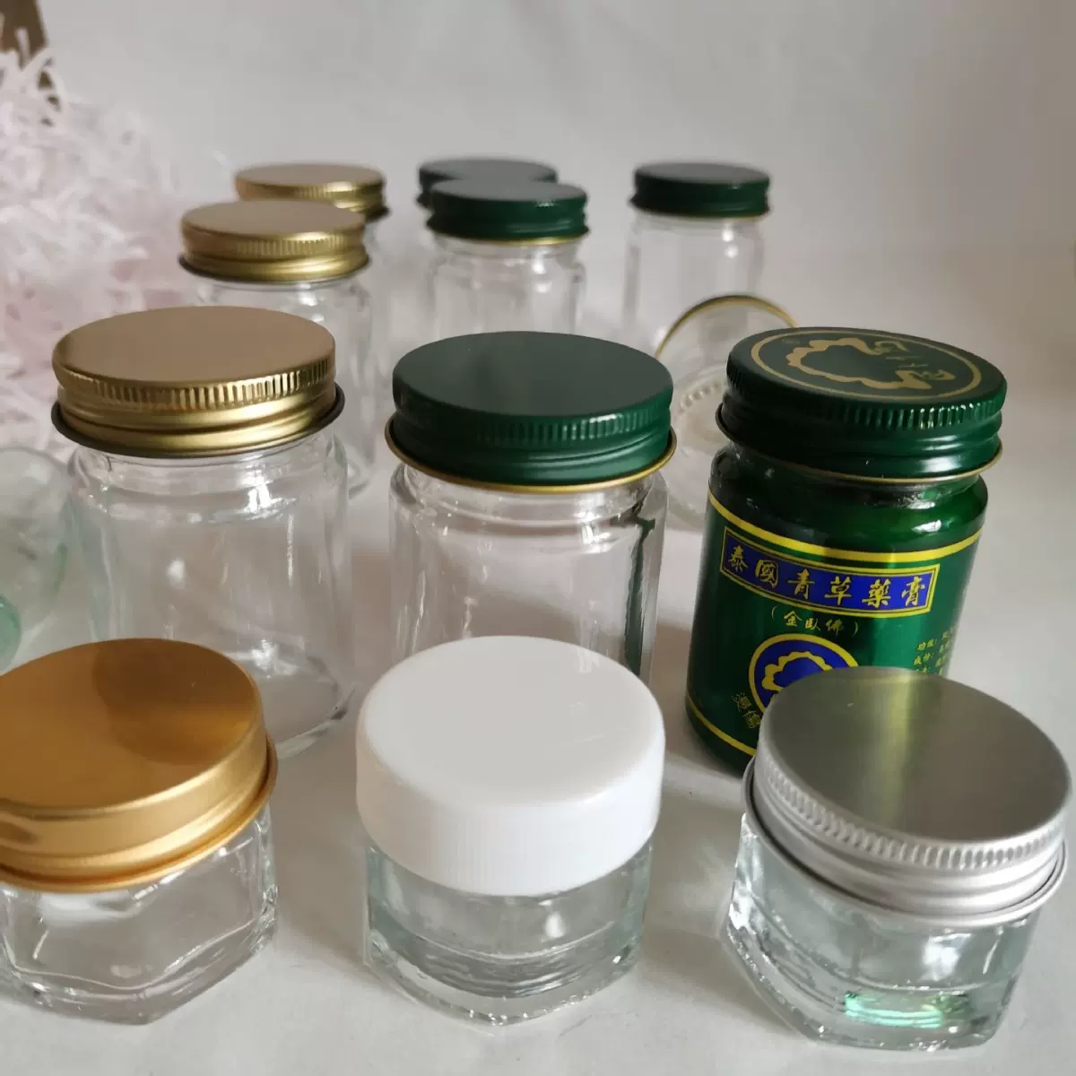 15克30克泰国青草膏玻璃瓶 清凉油瓶 金色马油瓶 风油精 红花油瓶