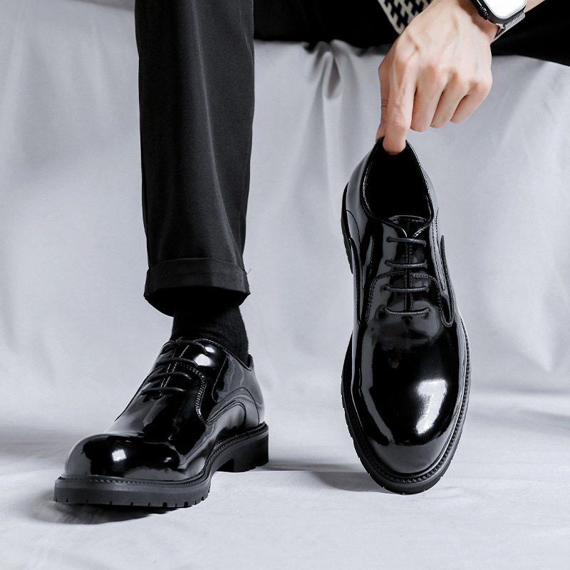2025 Autumn Men's Shoes Business Formal Men's Trendy Shoes Round Toe Patent Leather British Wedding Shoes Derby Shoes 8252-R 2025 Autumn Men's Shoes Business Formal Men's Trendy Shoes Round Toe Patent Leather British Wedding Shoes Derby Shoes 8252-R