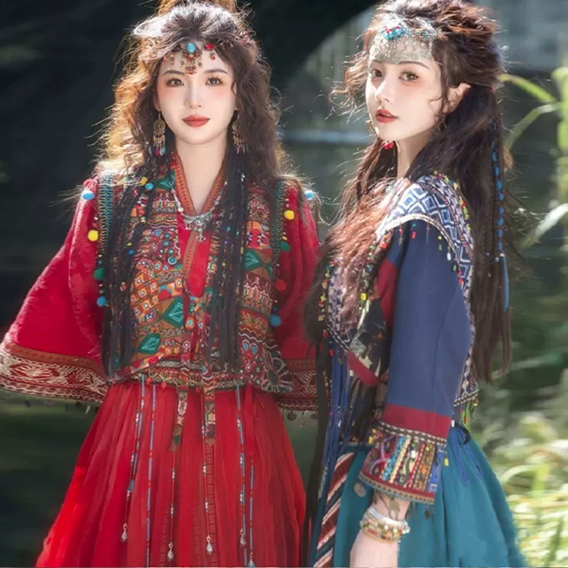 苗疆少女汉服苗疆公主异域风汉服春秋款西双版纳旅拍苗族古风汉服