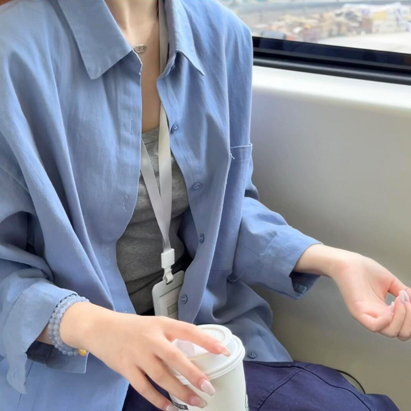 衬衣女款2025新款爆款漂亮小衫蓝色衬衫外套女夏季高级感通勤穿搭|undefined