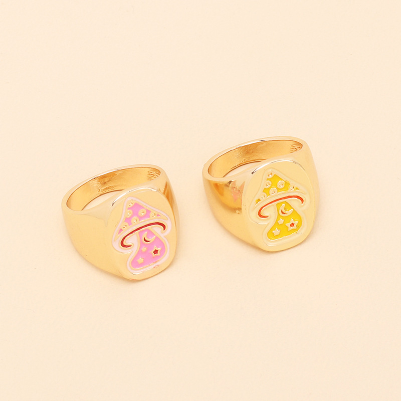 8g Weight Women'S Gender Pink, Yellow Color One Size Size Wholesale Jewelry Retro Mushroom Glossy Ring Nihaojewelry 3