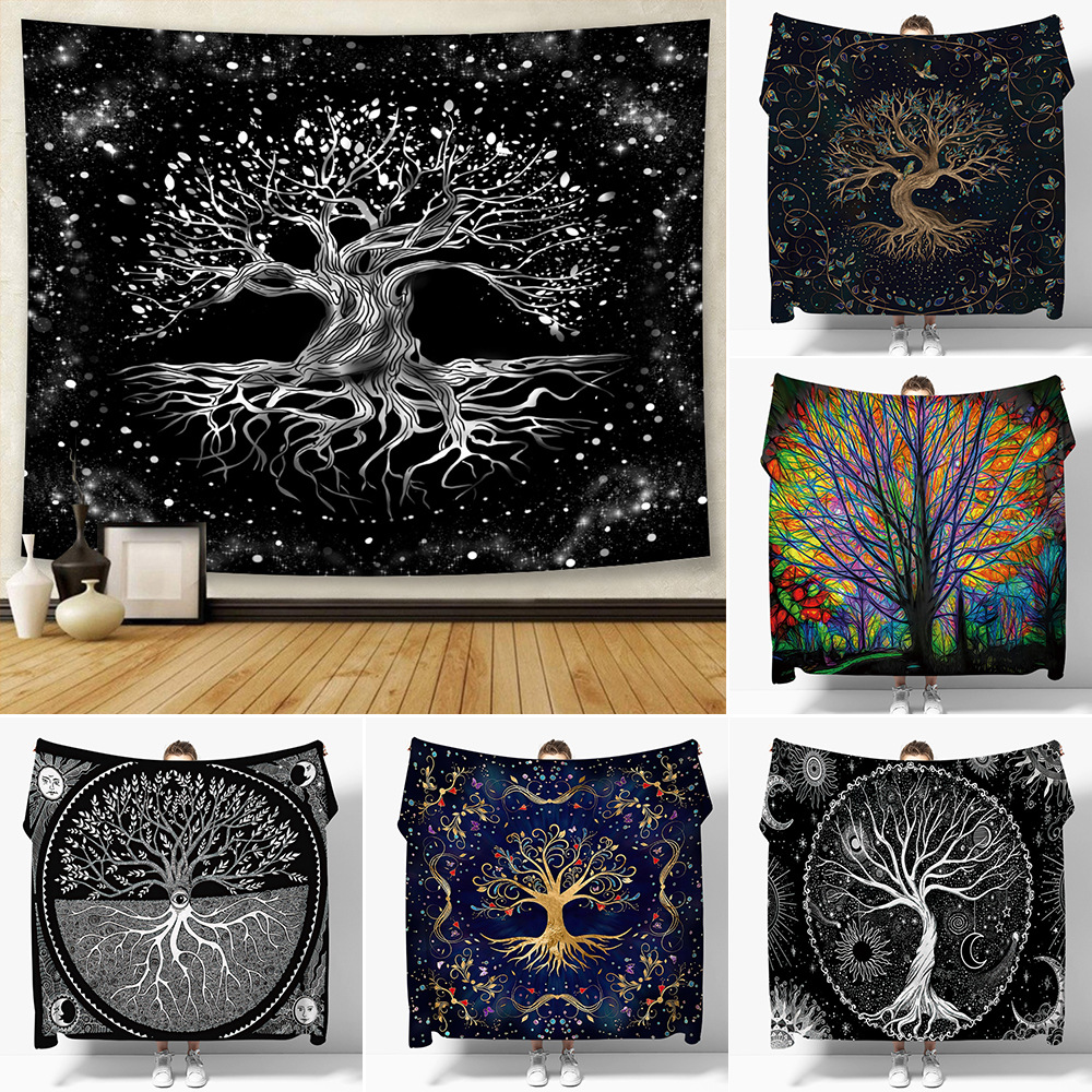 Tapestry Amazon Home Cross Border Bohemian Tapestry Room Decorative Hanging Cloth Tree of Life Decorative Cloth Tapestry