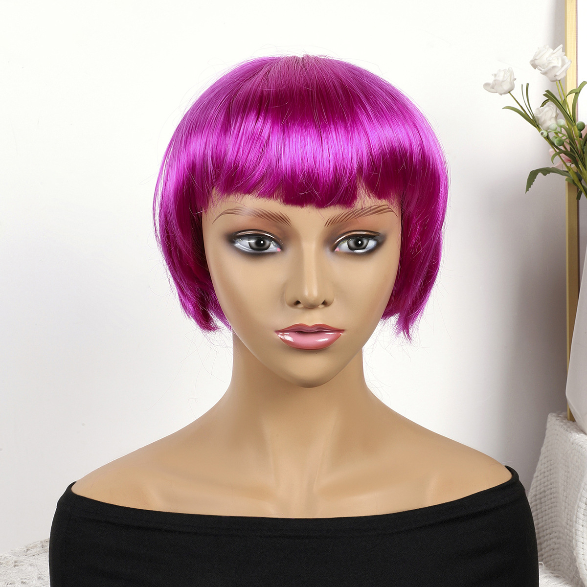 Fibra química al por mayor bob cabello pelucón mecánico pelucón cubierta de pelo