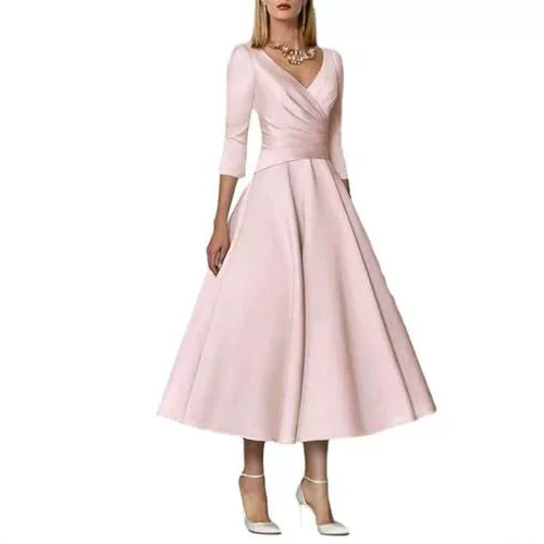 New European and American style dress with round neck, slim fit, waist-cinching, slimming long dress, elegant and versatile women's long dress