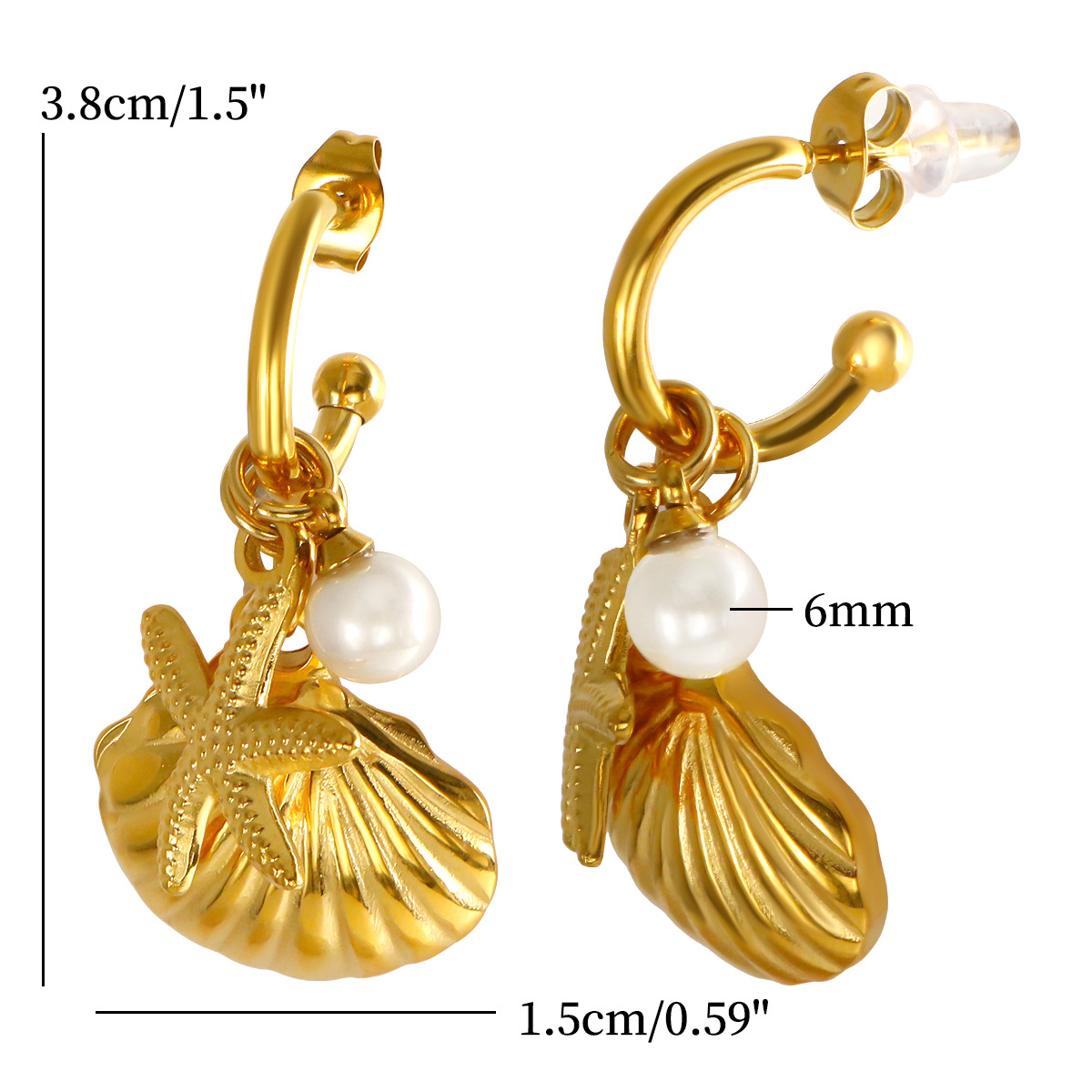 Titanium Steel Material Wholesale Jewelry Casual Marine Style Starfish Shell Titanium Steel Pearl Bracelets Earrings Necklace