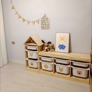 Solid Wood Children's Toy Storage Rack Baby Multi-Layer Storage Rack Sorting Cabinet Large Capacity Shufat Storage Cabinet