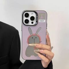 适用于苹果XSMAX手机壳X卡通iPhone12镂空兔子16PLUS彩银壳