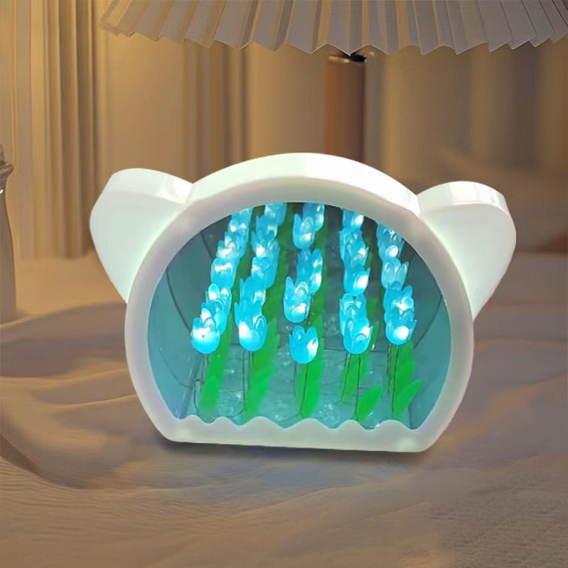 Handmade diy bear flower sea night light [bunk color]