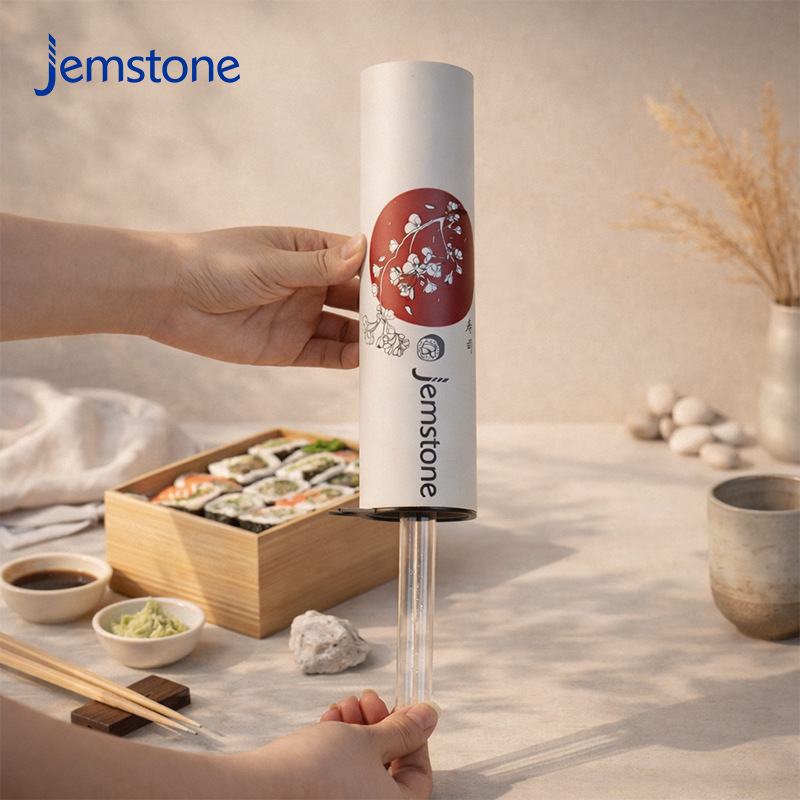 Tubo de Papel para Empaque de Sushi de Papel y Cartón con Impresión UV para Alimentos