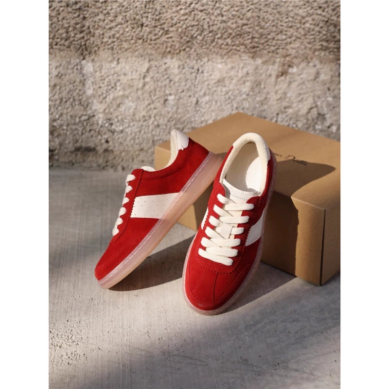 2025 новая модель оптом разработка без маркировки красные толстоподошвенные немецкие тренировочные кроссовки из натуральной кожи удобные повседневные туфли на шнурках модные кроссовки
