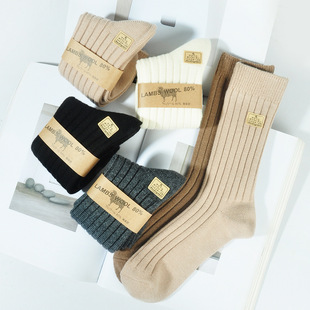Extended Cashmere and Ice Silk Socks for Autumn and Winter, Thickened Mid-Calf Socks, Warm Snow Socks, Korean Trendy Export Trade Women's Socks