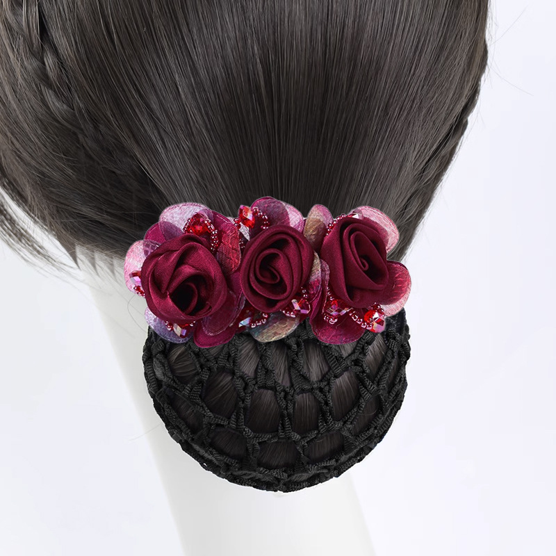 Tocado flor mujer trabajo profesional pelo red azafata pelo updo enfermera pelo especial updo tocado Banco de trabajo neto bolsillo accesorios para el cabello
