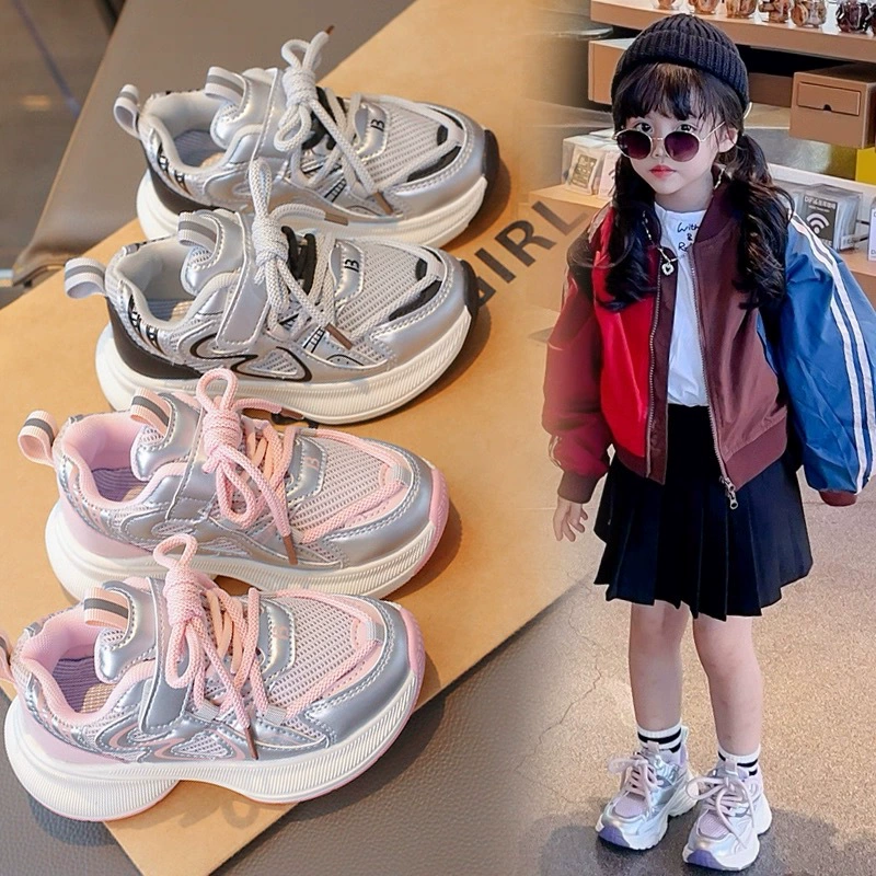 Спортивные кроссовки для детей 2025 весна и осень новая мода иностранная повседневная обувь мягкая подошва противоскользящая дикая настоящая мягкая кожа папа