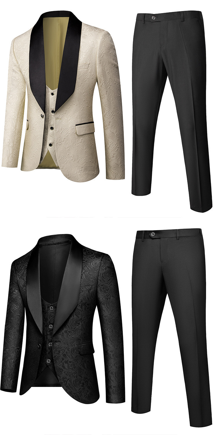 New Business Leisure for Men's Wedding and Groom Dress Hall Suit Three piece Set 3D_vogarts.com