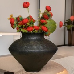 景德镇陶瓷花瓶摆件客厅插花新中式侘寂风餐桌花器复古粗陶罐花瓶