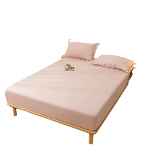 Simple Solid-Color Fitted Sheet, Single Piece, Non-Slip Bed Cover, Full-Encasement for Simmons Mattress, Dustproof Protective Cover for Home & Bedroom