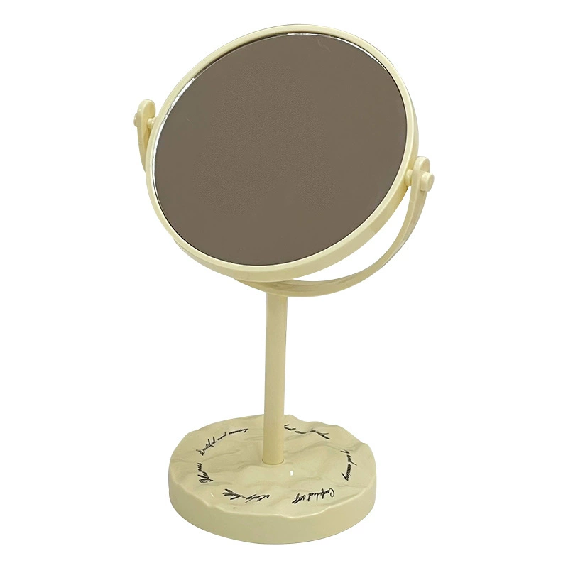 Desktop rotating vanity mirror, double-sided portable makeup mirror, cream or silver
