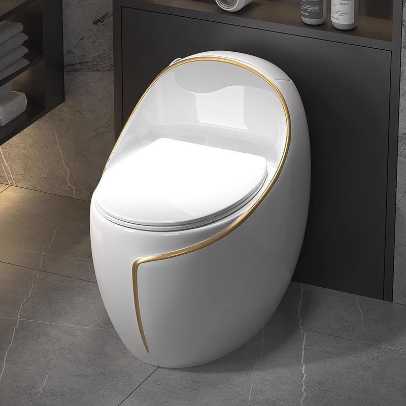 Nuevo inodoro en forma de huevo de color para el hogar, inodoro de sifón de cerámica gris de lujo ligero para apartamentos pequeños, ahorro de agua de gran diámetro
