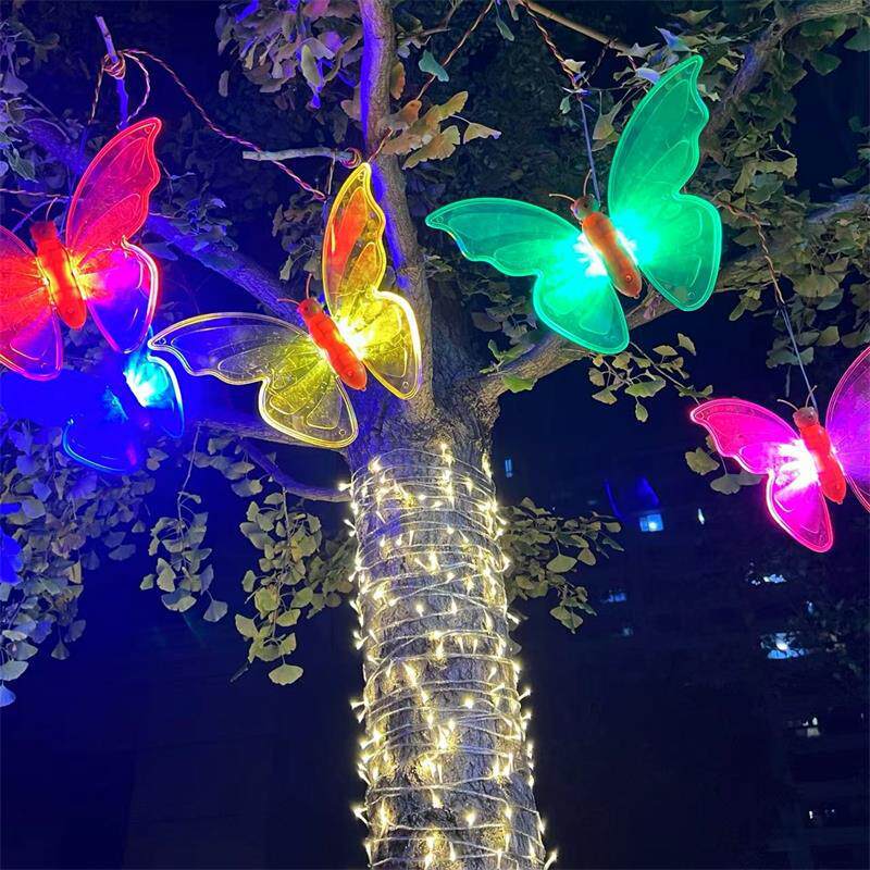 户外防水商场装饰灯婚庆布置节日圣诞流星灯彩灯串LED水晶蝴蝶灯