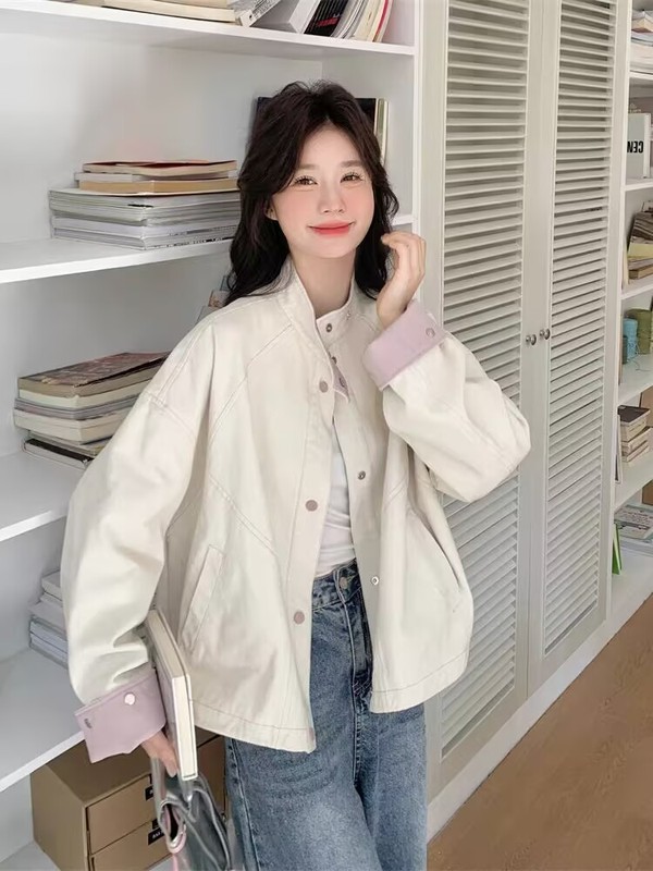 撞色休闲工装外套女春秋2025新款港风休闲流行爆款小个子夹克上衣|undefined