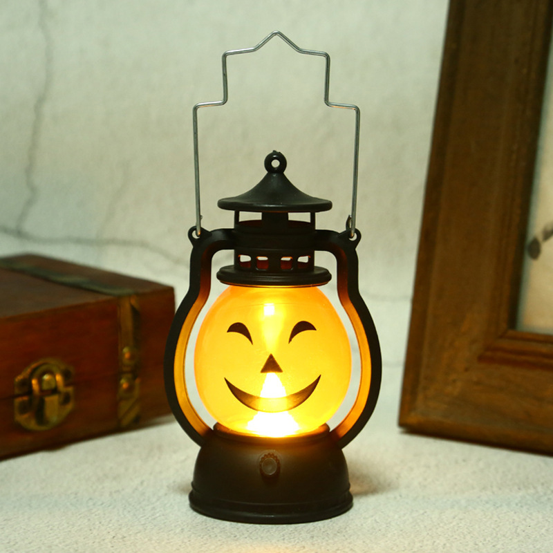 Retro Halloween Lantern Festival Party Decoration Pumpkin Lantern Kerosene Small Lantern Ghost Festival Pumpkin Lantern Decorative Lamp