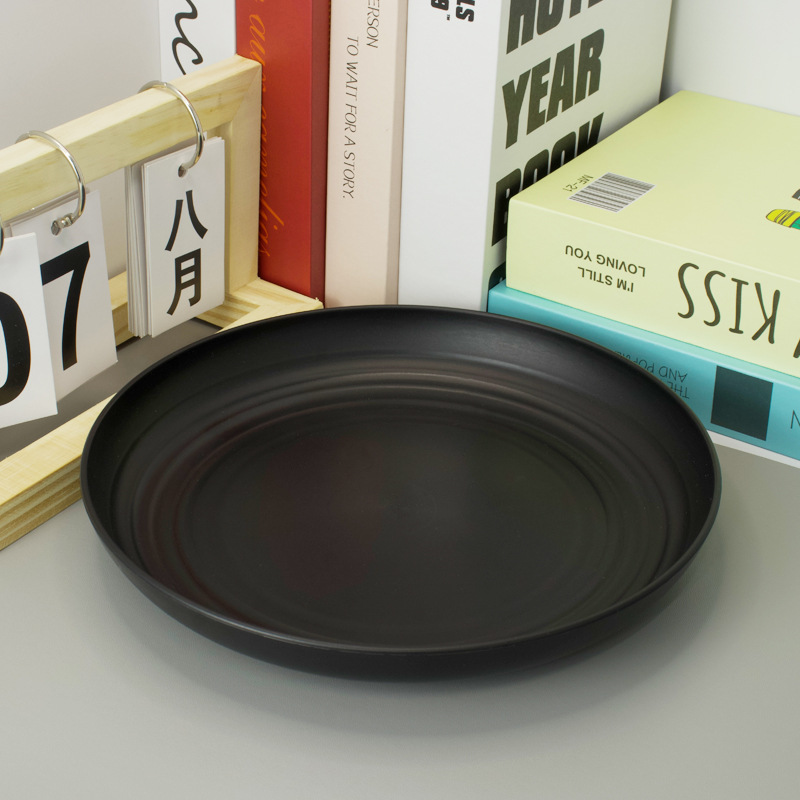 Amazon plato de comida negro tazón de sopa taza cuchillo tenedor cuchara vajilla juego de paja de trigo juego de regalo de campamento al por mayor
