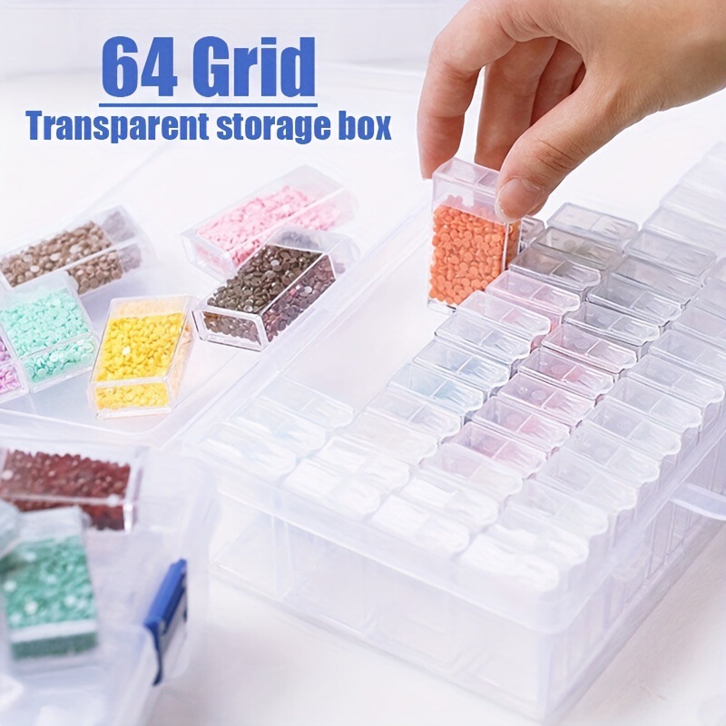 64 grid Diamond painting storage box for craft and art projects portable compact bead storage 64 grid Diamond painting storage box for craft and art projects portable compact bead storage