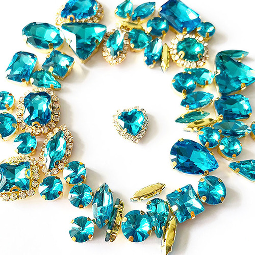Cross-border 50 mixed crystal welded edge single-claw hand-stitched diamonds, wedding dress accessories, headwear DIY diamond jewelry