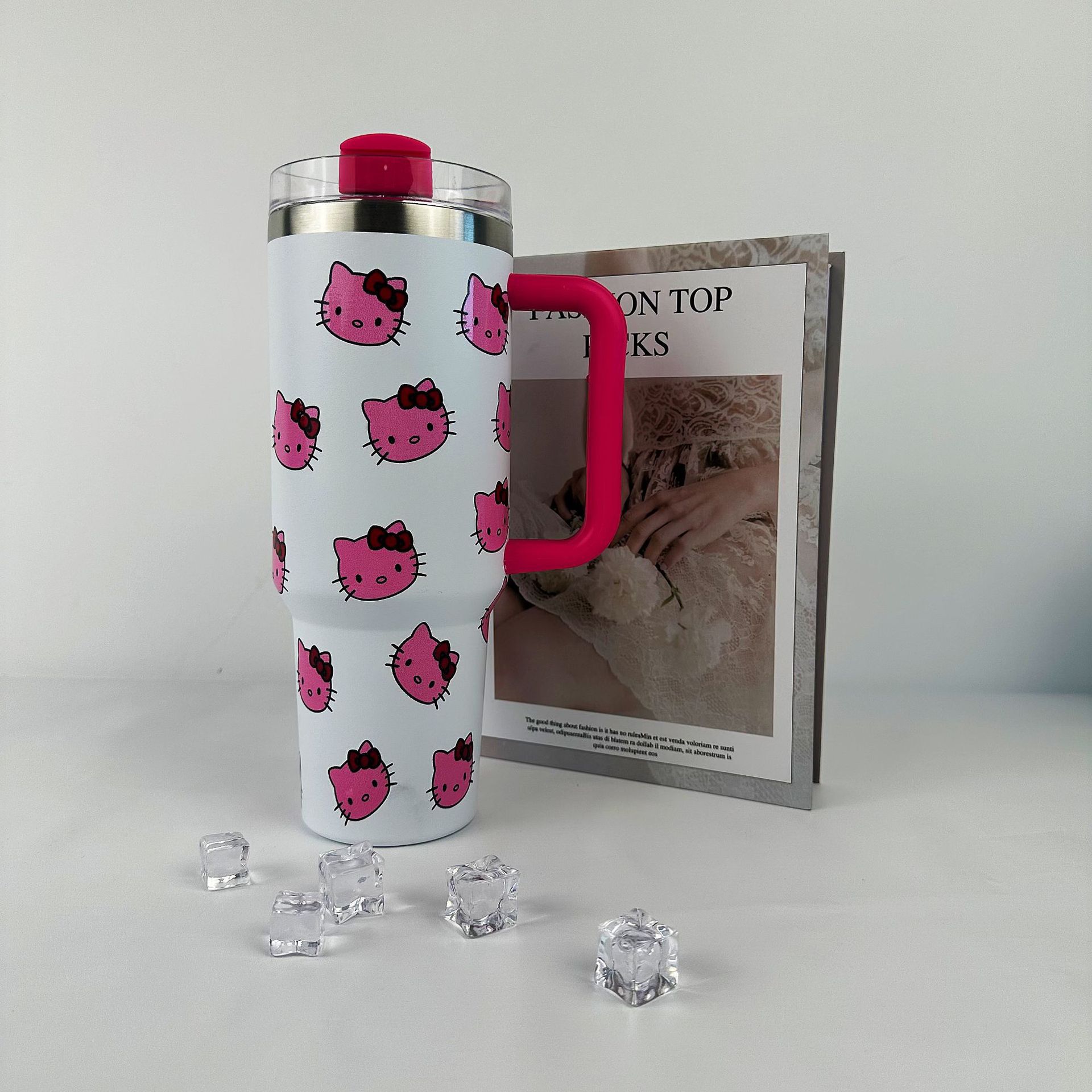 TEMU Cross-Border 40oz Icemaster Cup acero inoxidable kt gato caricatura taza caliente de gran capacidad portátil taza de automóvil