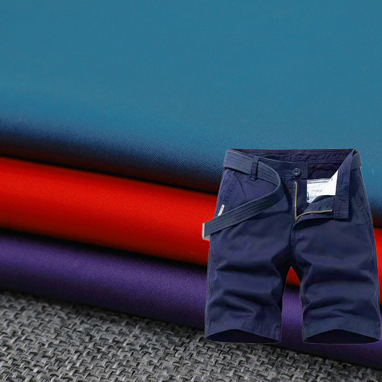 Tela elástica de algodón de alta calidad transpirable de color sólido de tela de spandex para pantalones en el patio