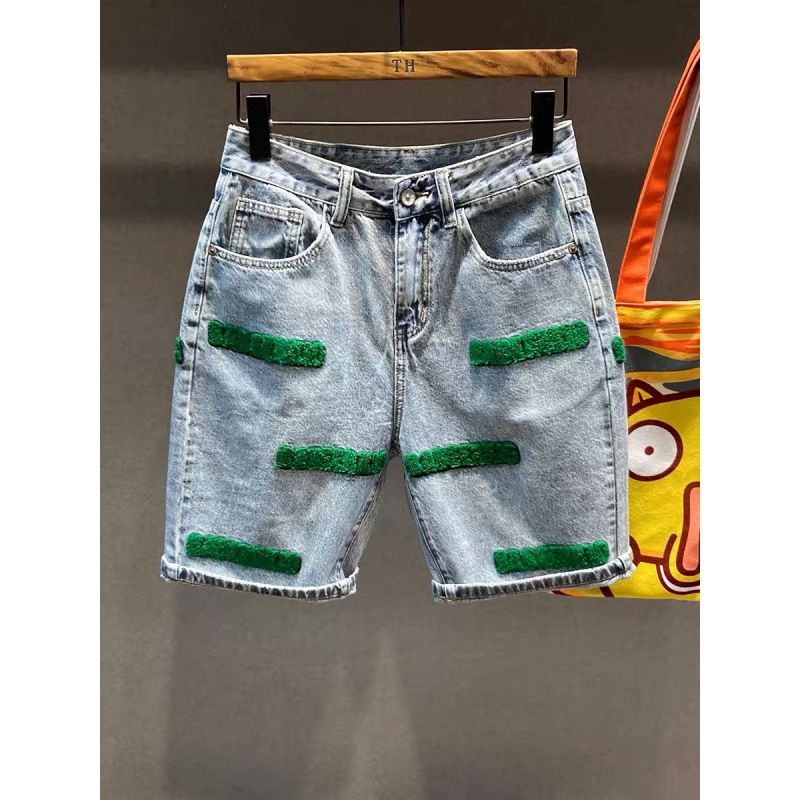 Summer Thin Five-point Denim Shorts Men's Korean-style Fashionable Slim-fit Casual Trendy Brand Pants Men's Five-point Breeches