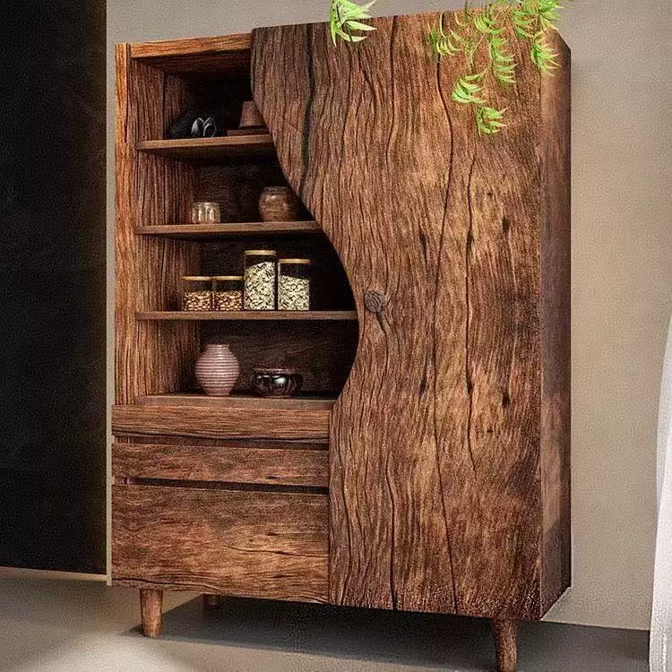 侘寂风老榆木餐边柜民宿做旧茶水柜酒柜家用收纳柜斗柜客厅茶叶柜