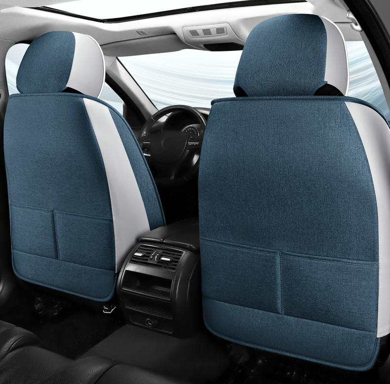 New car seat cushion, full-coverage linen seat cover, universal fabric seat cushion for all seasons, non-removable breathable seat cover