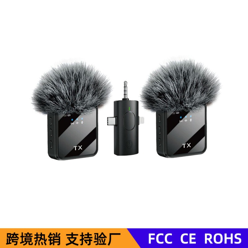 跨境新款F11无线领夹麦克风三合一手机直播麦F15短视频收音小话筒|undefined