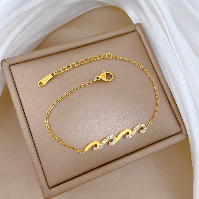 Minimalist Wave Chain Bracelet For Women Retro Style Silver Tone_voghion.com