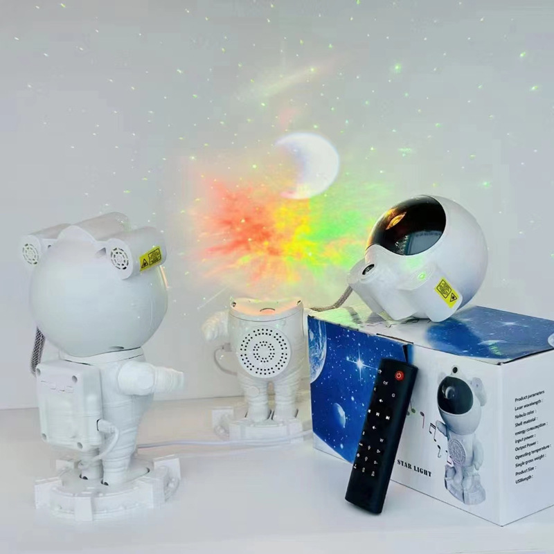 新款藍牙星空宇航員燈聲控投影儀氛圍 太空人小夜燈夢幻投影擺件