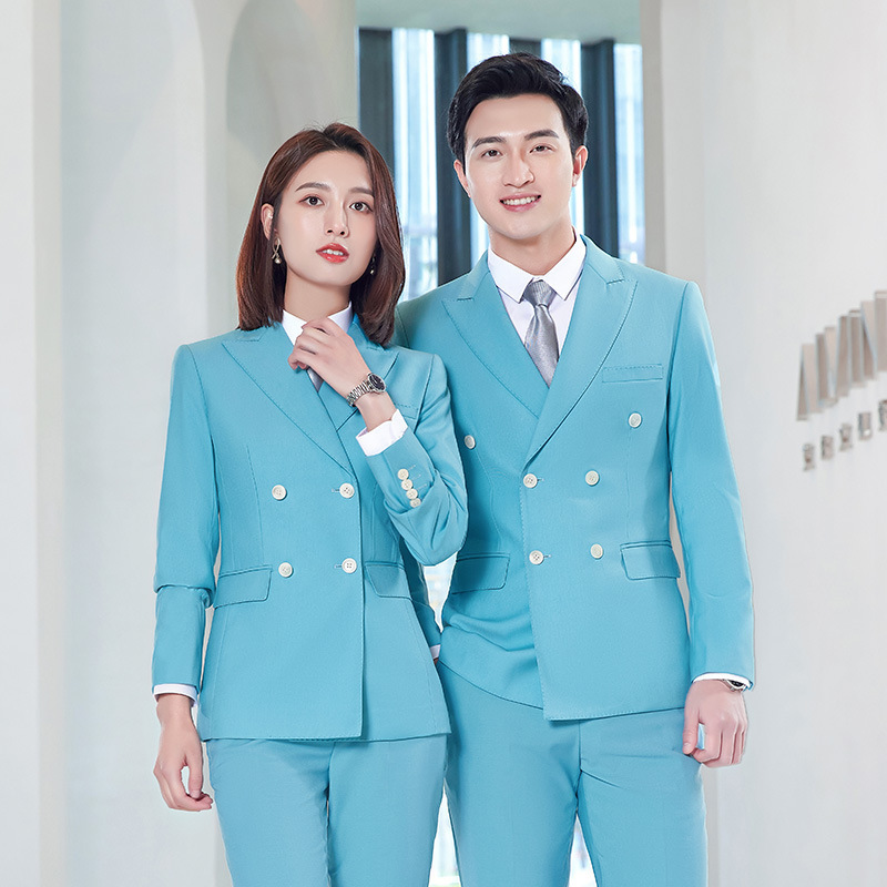 New Men's and Women's Same Style Suit Fashion Business Wear Two-piece Double-breasted Formal Suit for Manager and Boss Work Suit New Men's and Women's Same Style Suit Fashion Business Wear Two-piece Double-breasted Formal Suit for Manager and Boss Work Suit