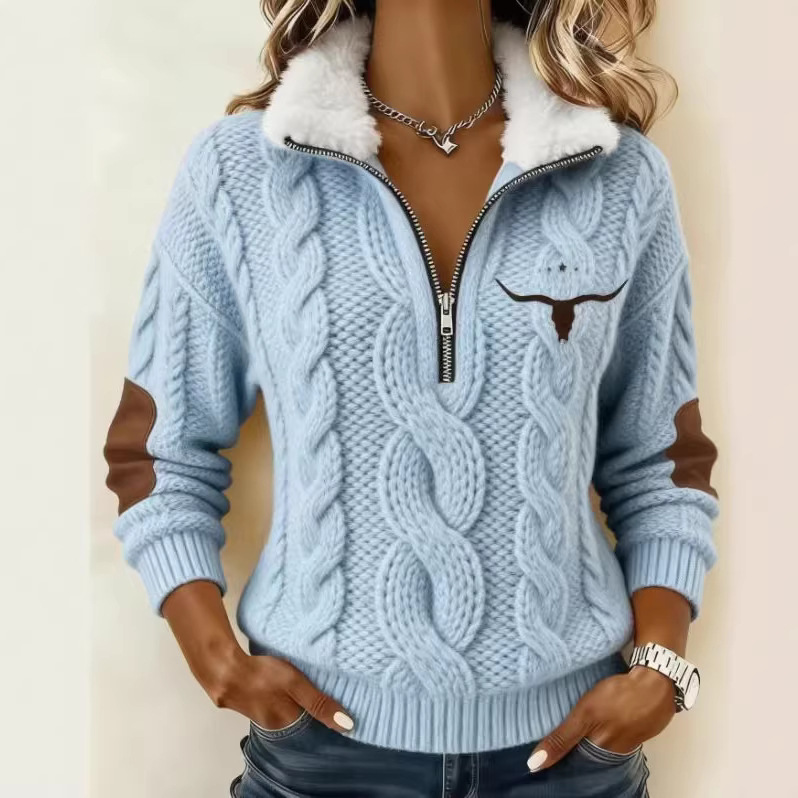 Amazon European and American New Style Sweaters Aliexpress Autumn and Winter Zipper Cross-Border