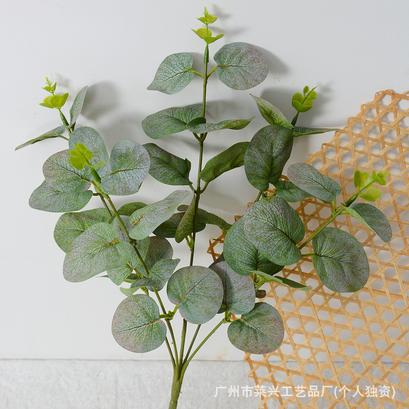5-Branch Eucalyptus Single Stem Green Plant Artificial Flower Wholesale Wreath Making Vase Flower Arrangement Decoration High Simulation