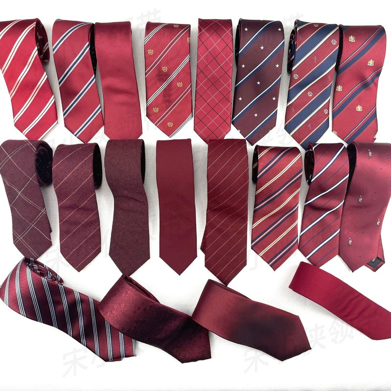 Burgundy Hand-Tied Tie Jk Stripesd School Supply Preppy Style Graduation Photo Shirt Women's Decorative Korean Style Men's Dk Trend Burgundy Hand-Tied Tie Jk Stripesd School Supply Preppy Style Graduation Photo Shirt Women's Decorative Korean Style Men's Dk Trend
